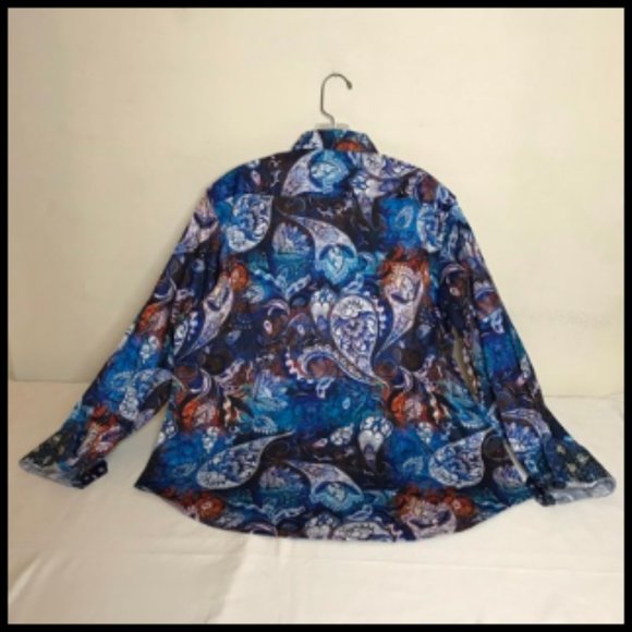 Robert Graham Blue and Brown Paisley Dress Shirt - Picture 2 of 15
